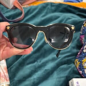 Versace Black and Gold Sunglasses Modern Aviator Style